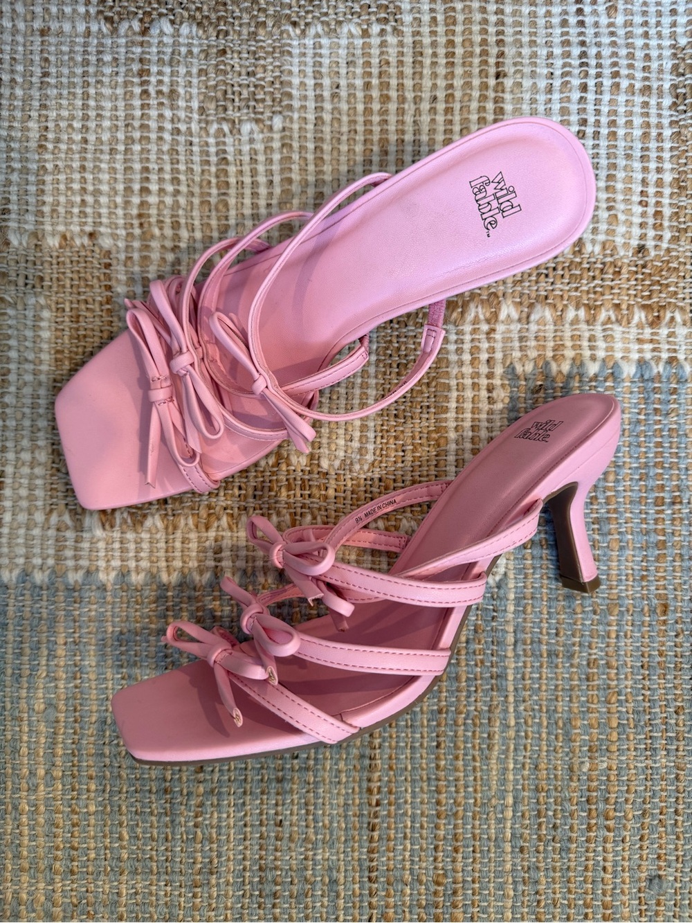 Wild Fable Pink Strappy Bow Heel Sandals